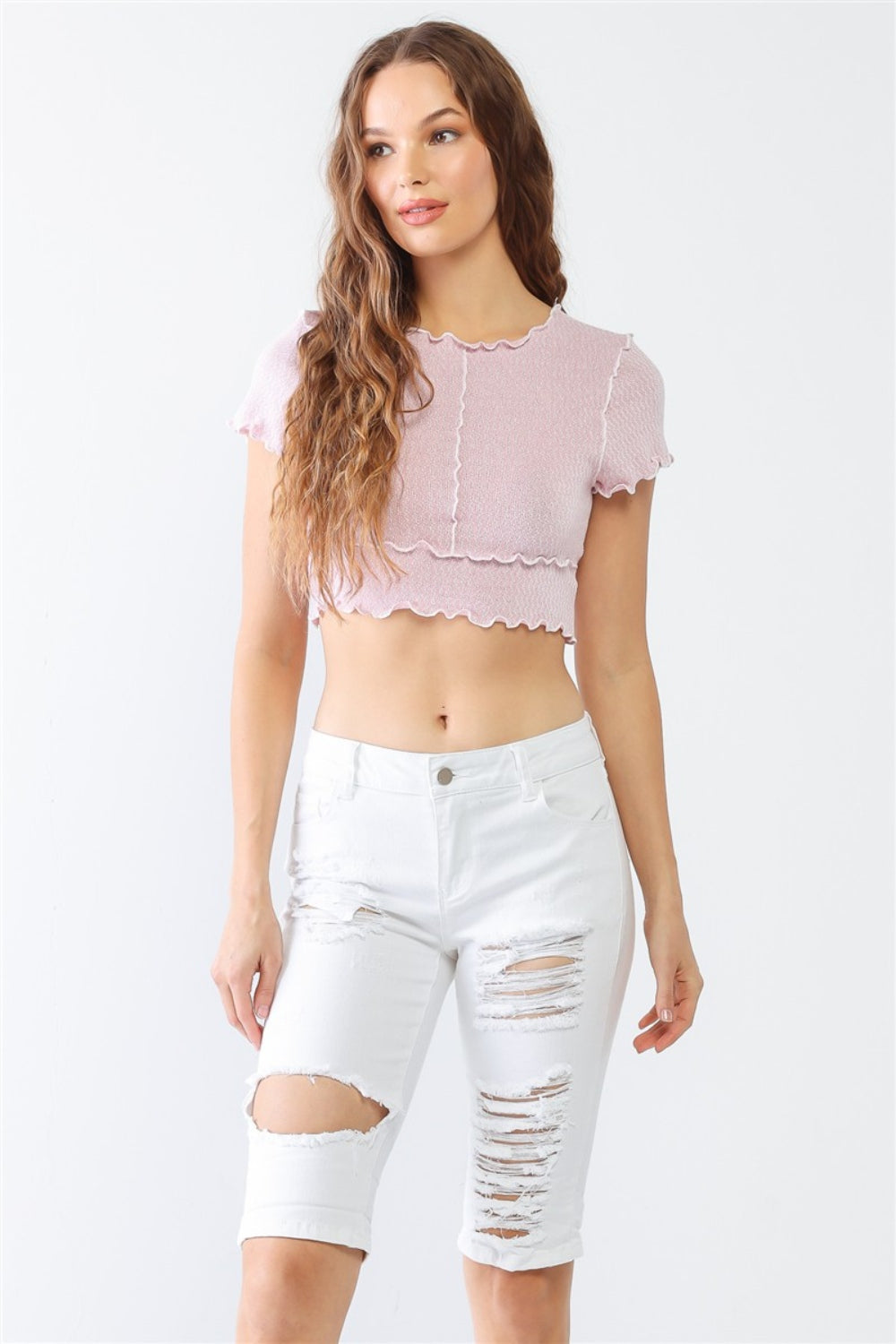 Stilla | LA Distressed Bermuda Denim Shorts
