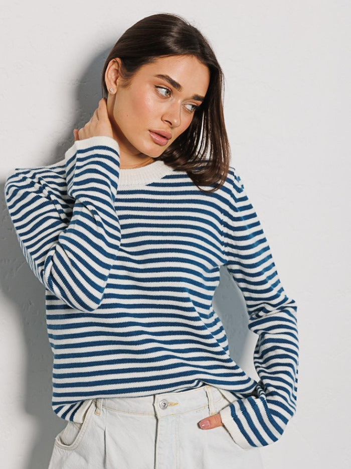 Stilla | Stribet Pullover Med Lange Ærmer
