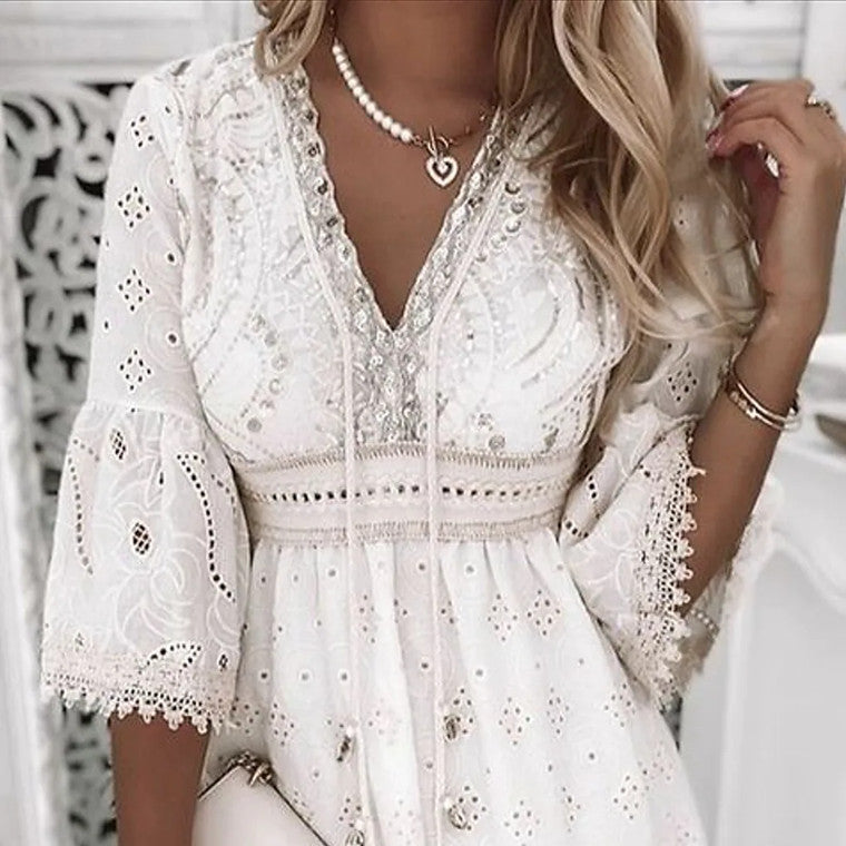 Stilla | Kort Boho Spidskjole