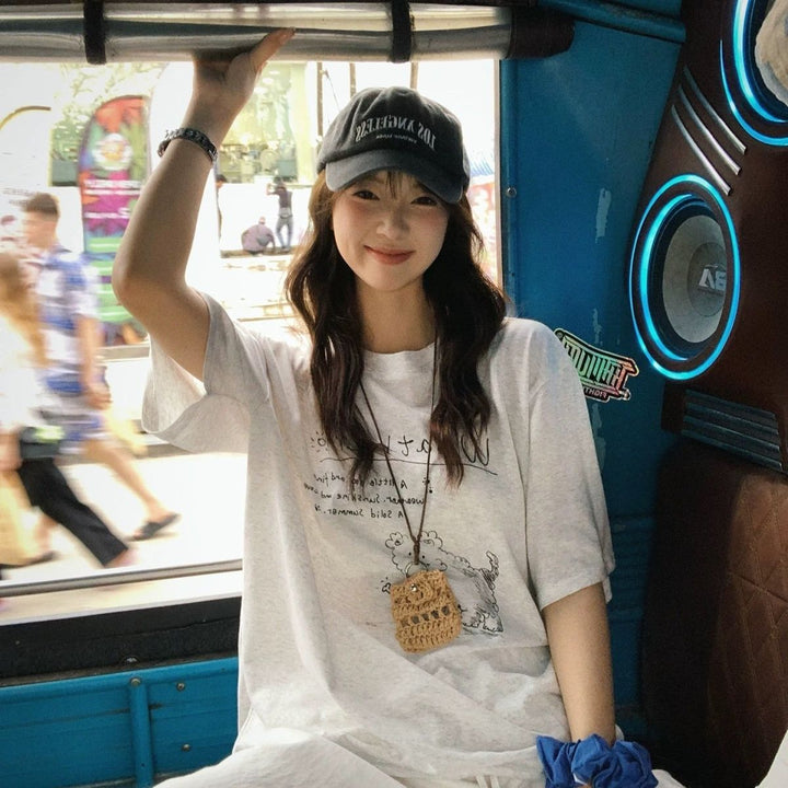 Dame Basic Kortærmet T-Shirt Løs Grå