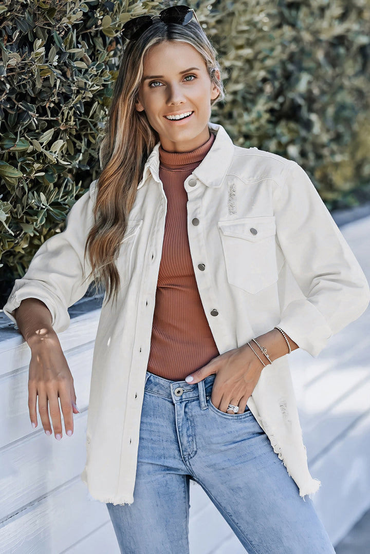 Stilla | Knap Op Frayed Hem Denim Jakke
