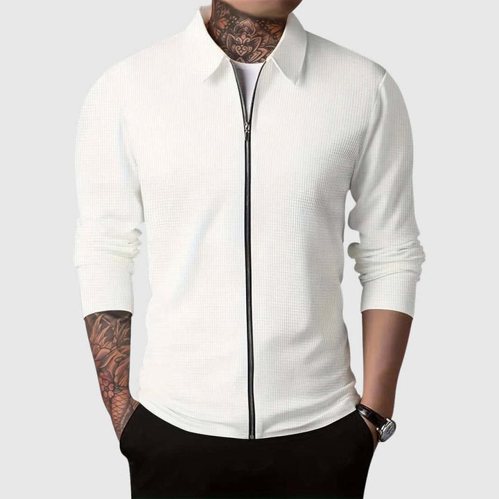 Stilla | Herre Vaffelstrik Zip-Up Jakke