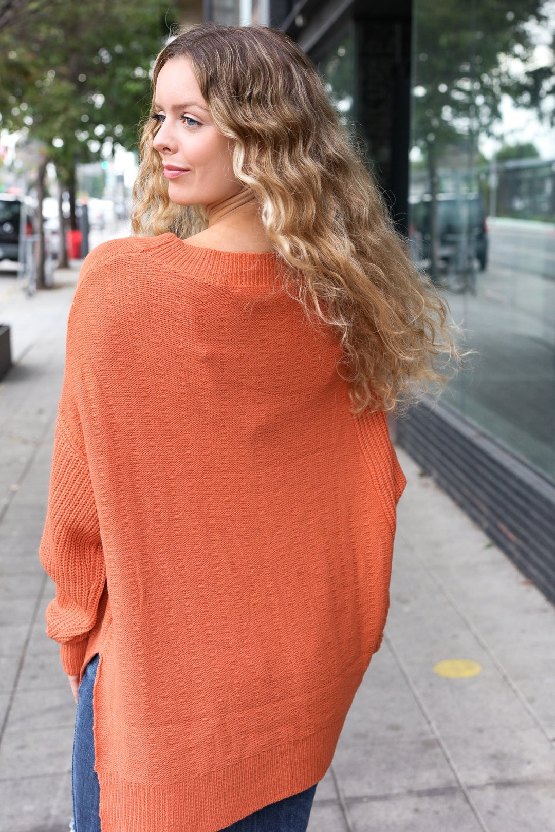 Stilla | Asymmetrisk Sweater i Græskar Efterårsstemning
