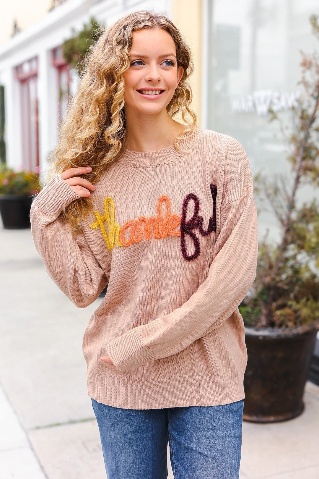 Stilla | Føle Taknemmelighed Pop up Sweatshirt Med Glitrende Broderi Taupe