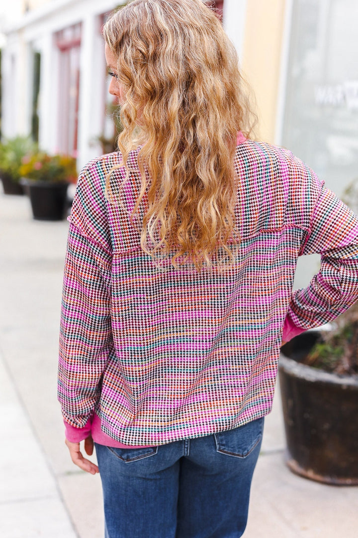 Stilla | Bring Joy Pullover I Struktureret, Flerfarvet Magenta Uldstrik