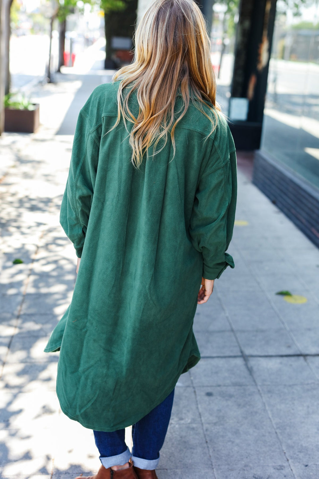 Stilla | Turn Heads Knapbar Fleece Dusterjakke i Skovgrøn