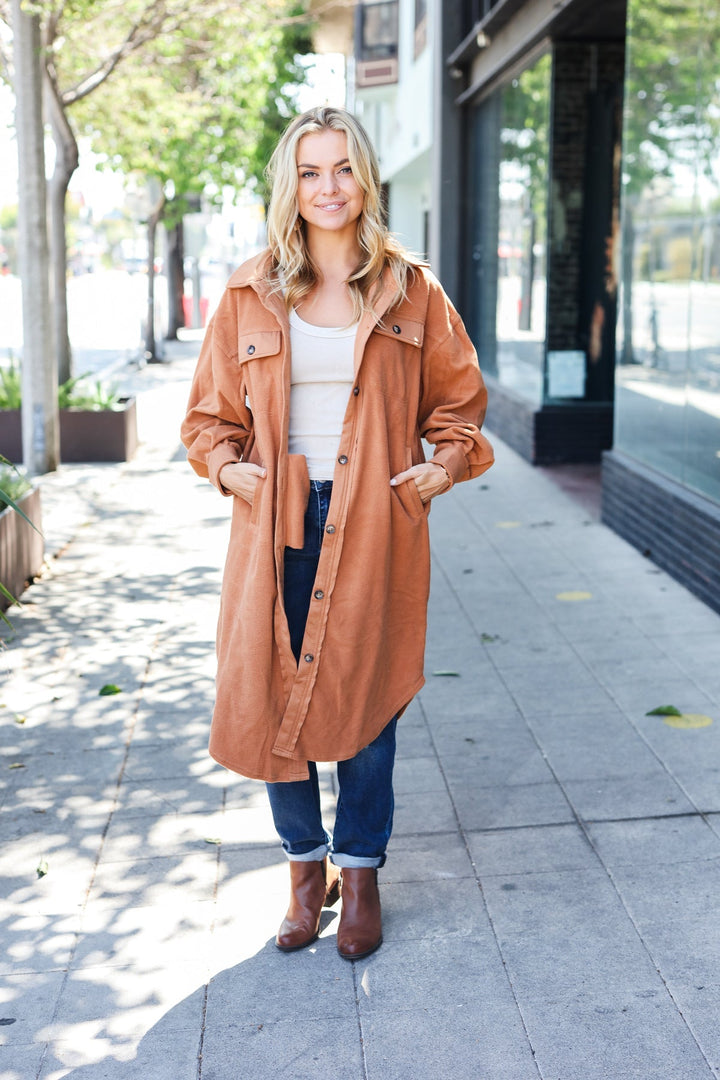 Stilla | Turn Heads Knap Dusterjakke I Kamel Fleece