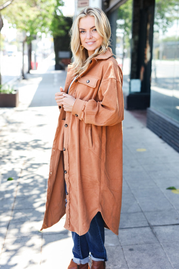 Stilla | Turn Heads Knap Dusterjakke I Kamel Fleece