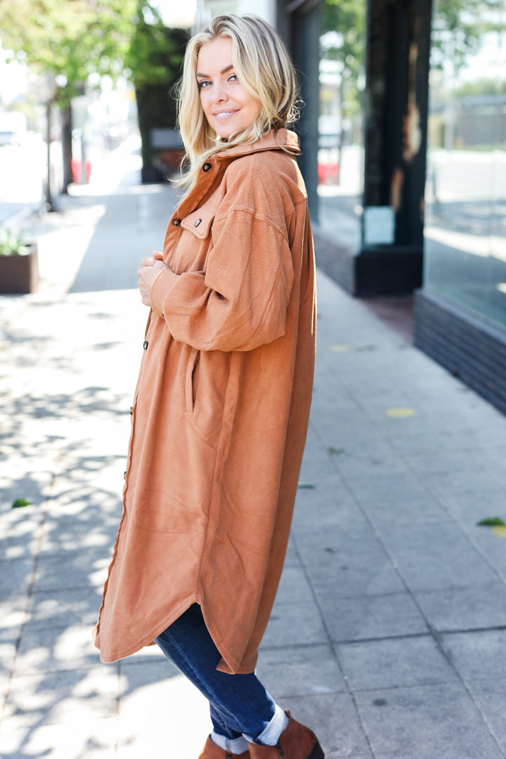 Stilla | Turn Heads Knap Dusterjakke I Kamel Fleece