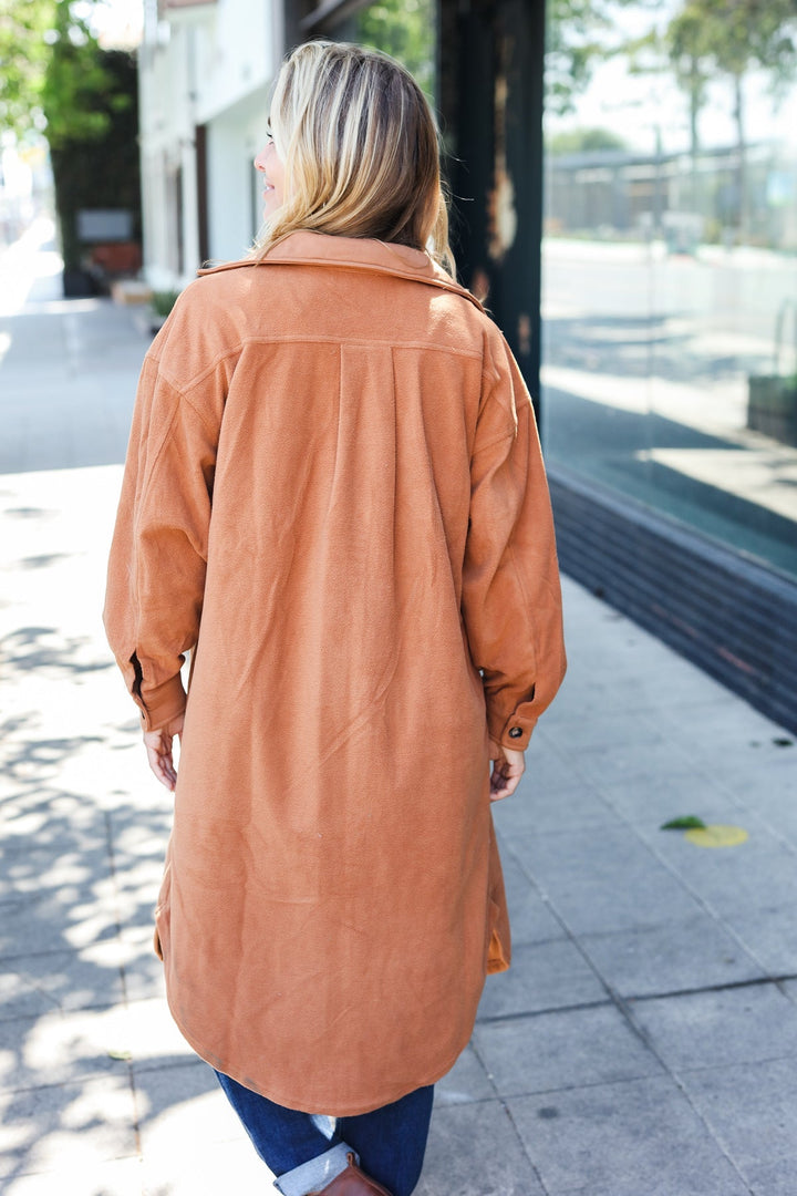 Stilla | Turn Heads Knap Dusterjakke I Kamel Fleece