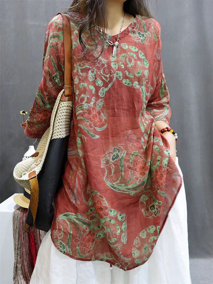 Stilla | Trykt Linned Top