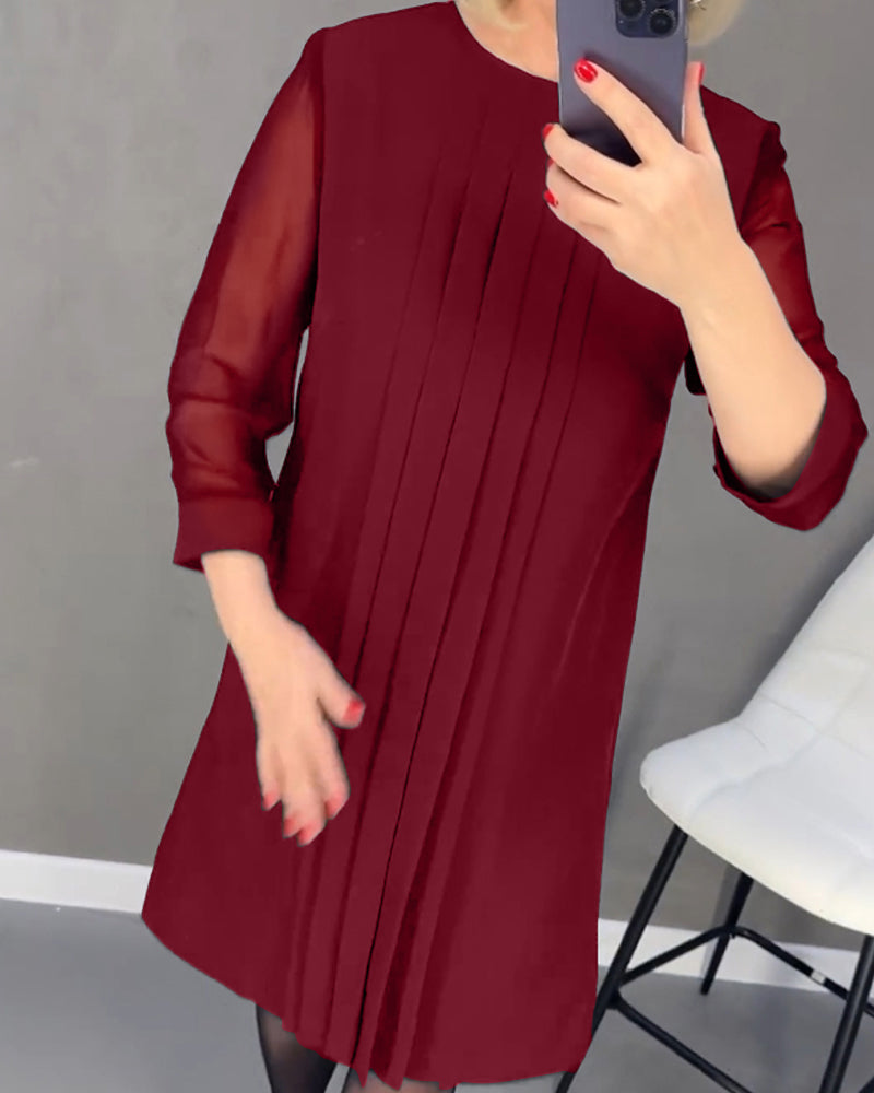 Stilla | Enkel Kjole Med Foldsøm Og Patchwork Mesh