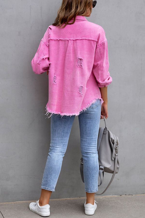 Stilla | Thinking Out Loud Lommer Frayed Denim Shacket