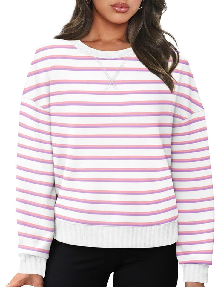 Stilla | Langærmet Stribet Sweatshirt Med Rund hals Lovelet