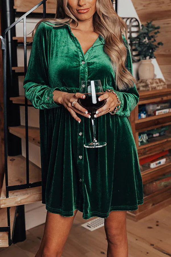 Stilla | Apple Cider Sips Knap Ned Velvet Mini Kjole