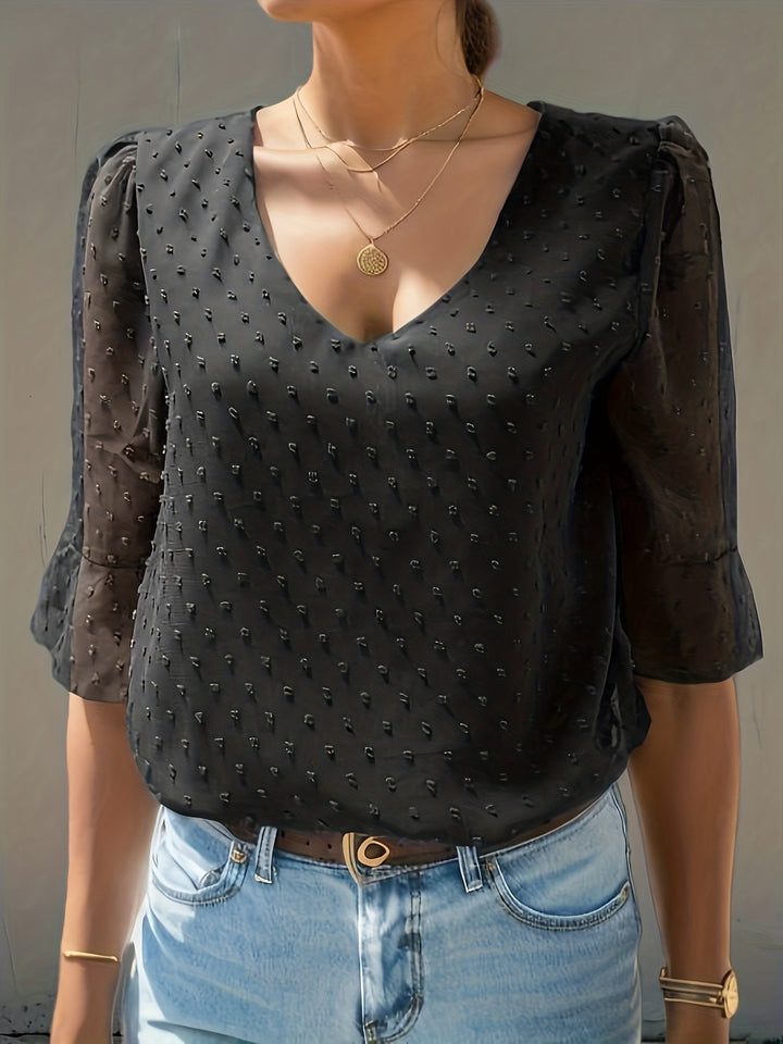 Stilla | Løs Chiffonbluse Med Lange Ærmer