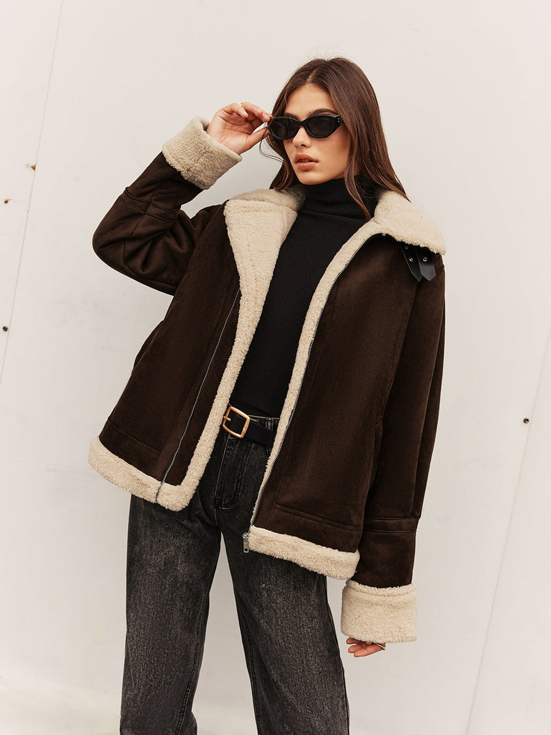 Stilla | Vintage Brown Fleece-Foret Jakke med En Afslappet Fit