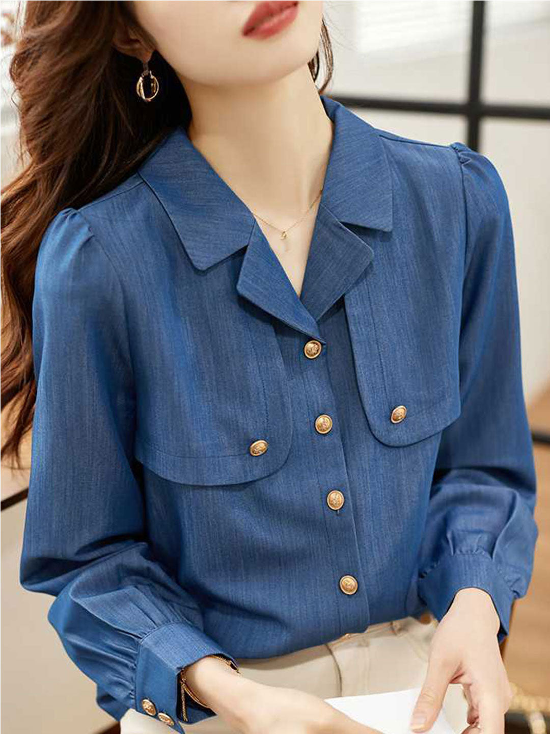 Stilla | Skjorte Vintage Langærmet Denimskjorte