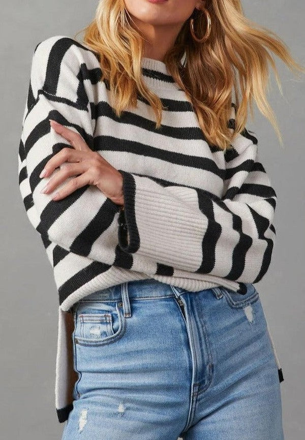 Stilla | Elegant og trendy stribet pullover med lange ærmer
