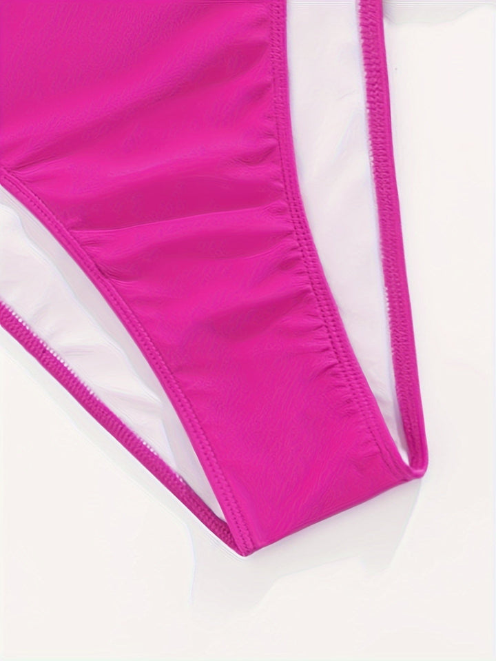 Stilla | Sæt Bikini Ensfarvet Magenta, Trekantet