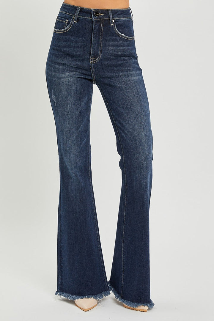 Stilla | Høj Talje Rå Kant Flare Jeans