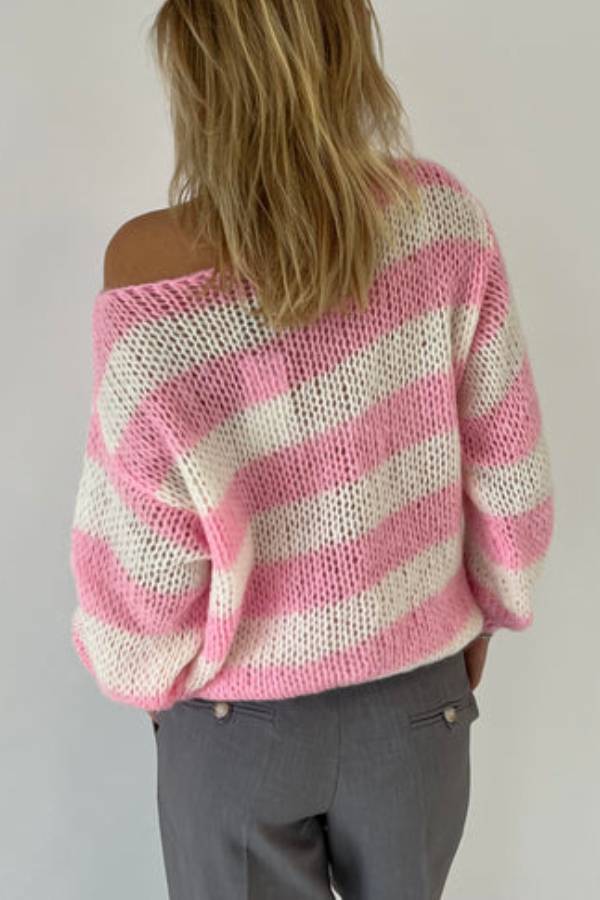 Stilla | Pullover i stribet bomulds candy i marineblå