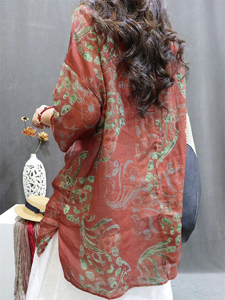 Stilla | Trykt Linned Top