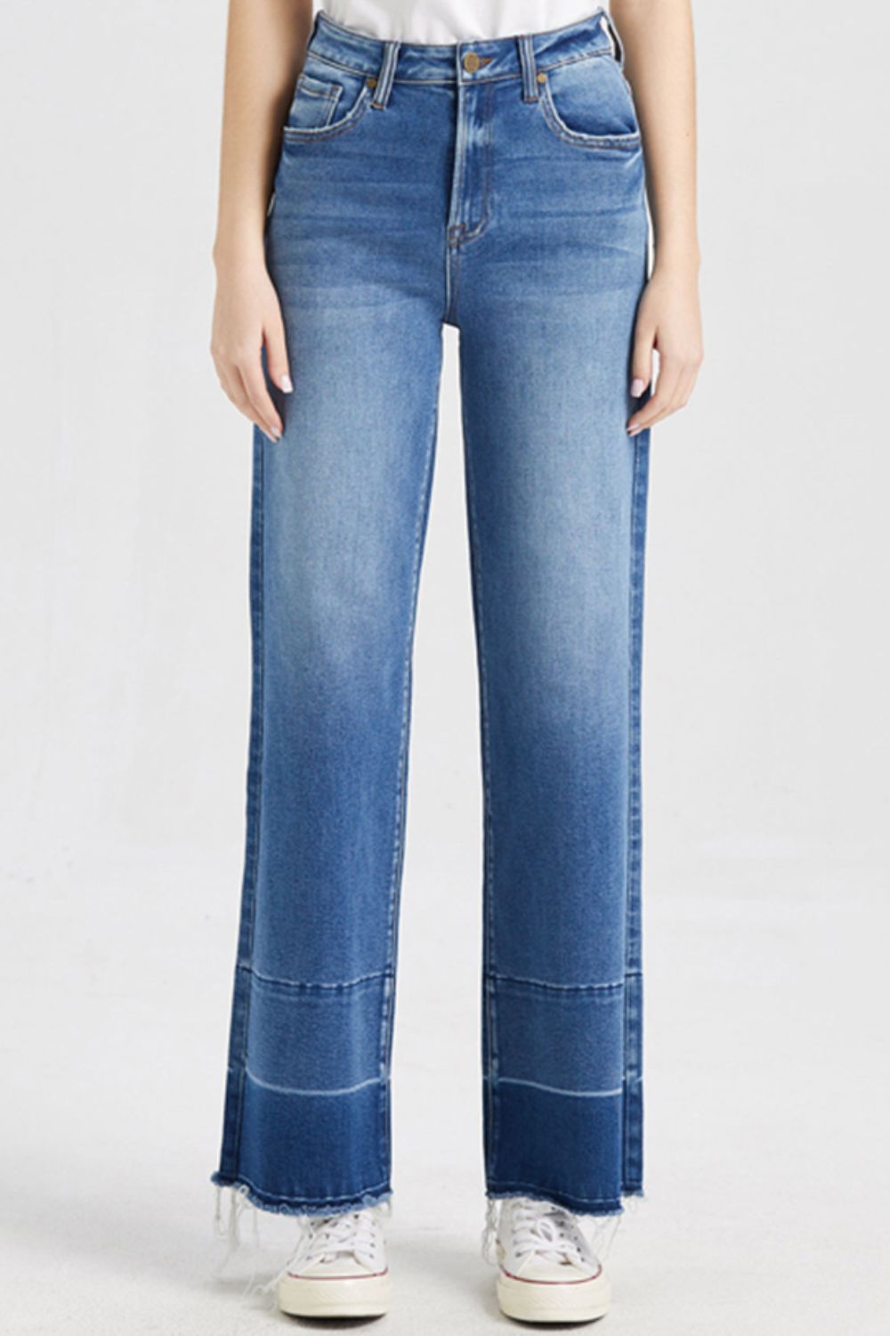Stilla | Full Size Høj Talje Cat's Whisker Wide Leg Jeans