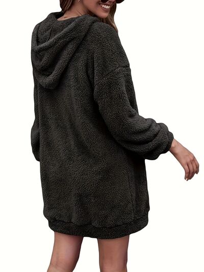 Stilla | Oversize Sweatshirt Med Halv Lynlås Og Faldende Skuldre