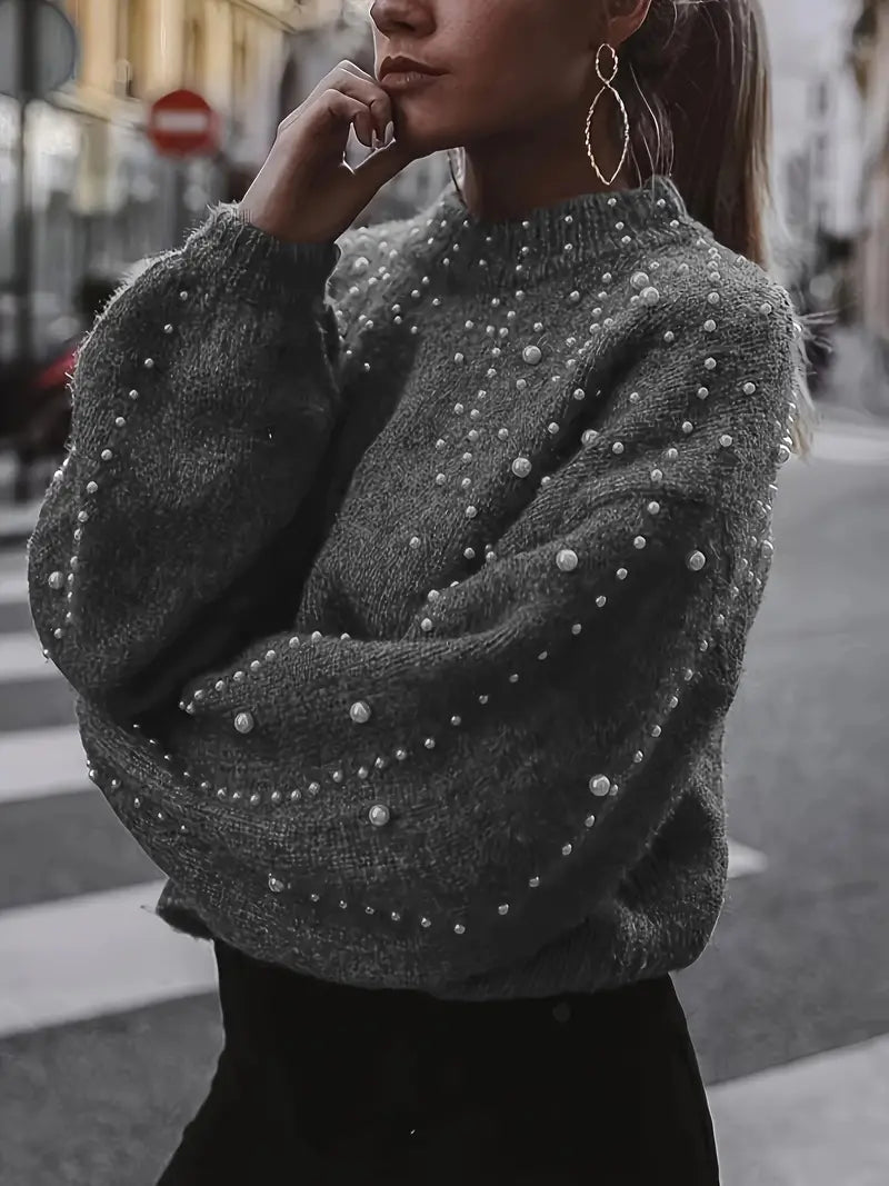 Stilla | Strikpullover Med Perleapplikation
