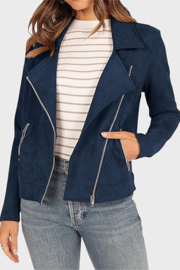 Stilla | Suedes Cropped Bikerjakke