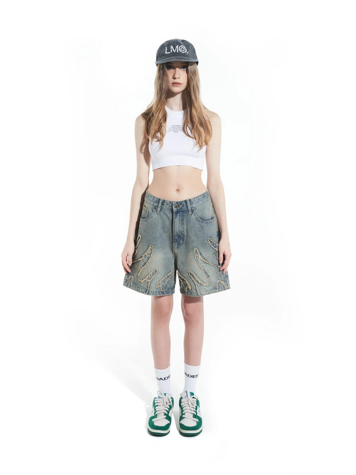 Stilla | Denimshorts Med Lav Talje Og Knælængde