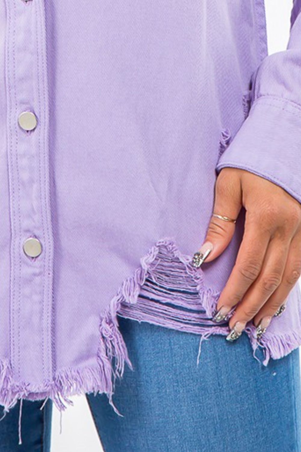 Stilla | Bazi Frayed Hem Distressed Denim Jakke