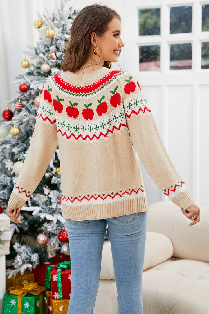 Stilla | Grafisk Sweater Med Lange Ærmer og Rund Halsudskæring