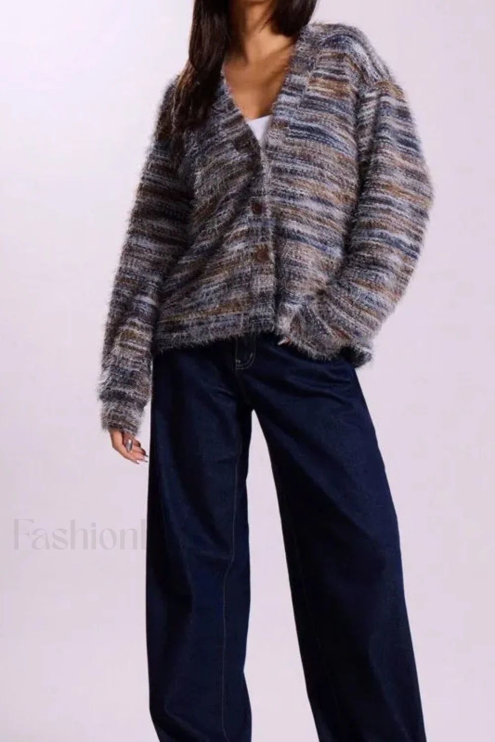 Stilla | Cozy Vintage Stribet Cardigan med V-Hals