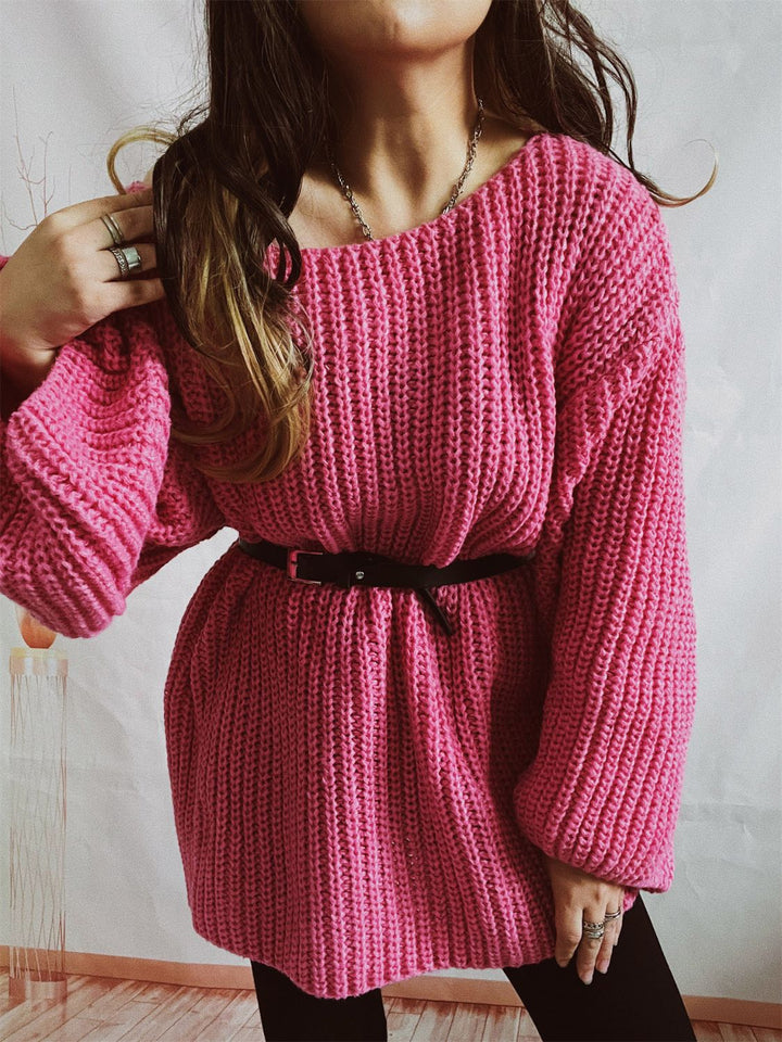 Stilla | Langærmet sweater med bådhals og bælte