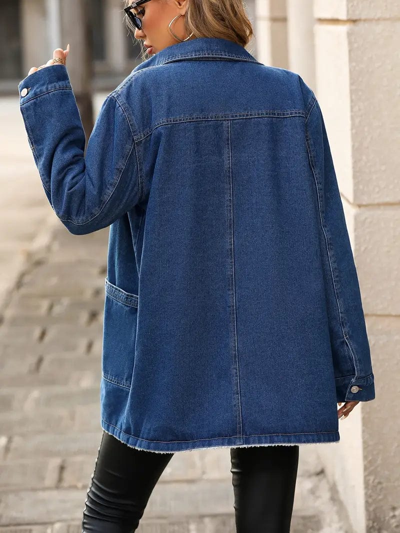 Stilla | Mellemlang Fleece-Denim Jakke