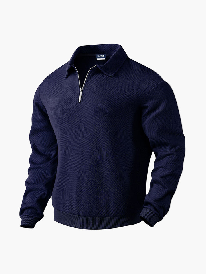 Stilla | Halv-Zip Pullover med Strukturmønster - Smart-Casual Stil til Hverdag og Kontor
