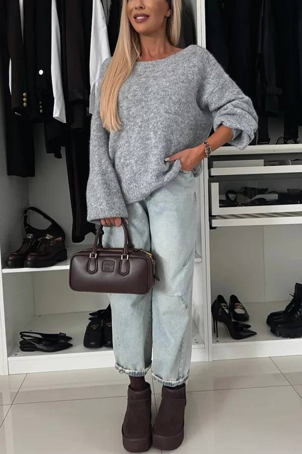 Stilla | Strikpullover med trendy kvaster, leopardmønster og bindebånd