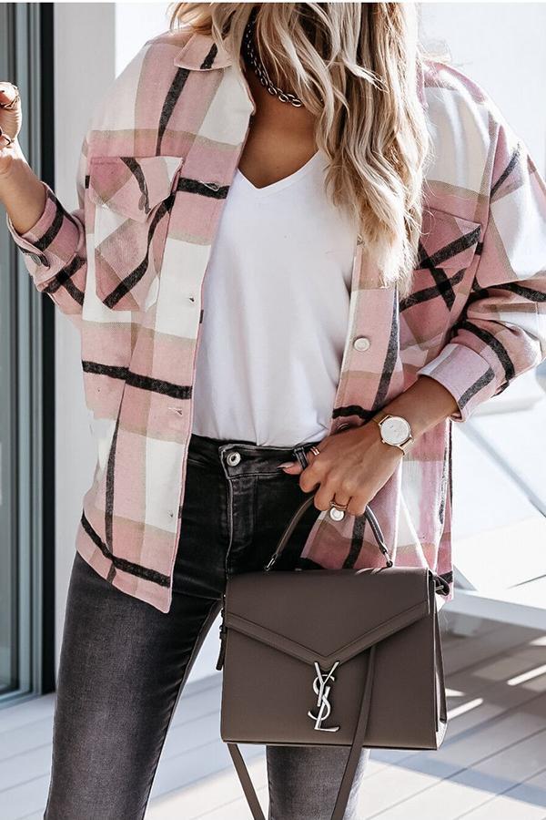 Stilla | Feeling Plaid Med Lommer Afslappet Jakke