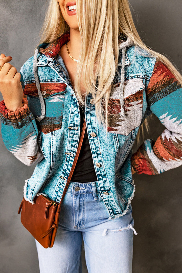 Stilla | Elegant Jeansjakke Med Patchwork Og Knapper Til Dame