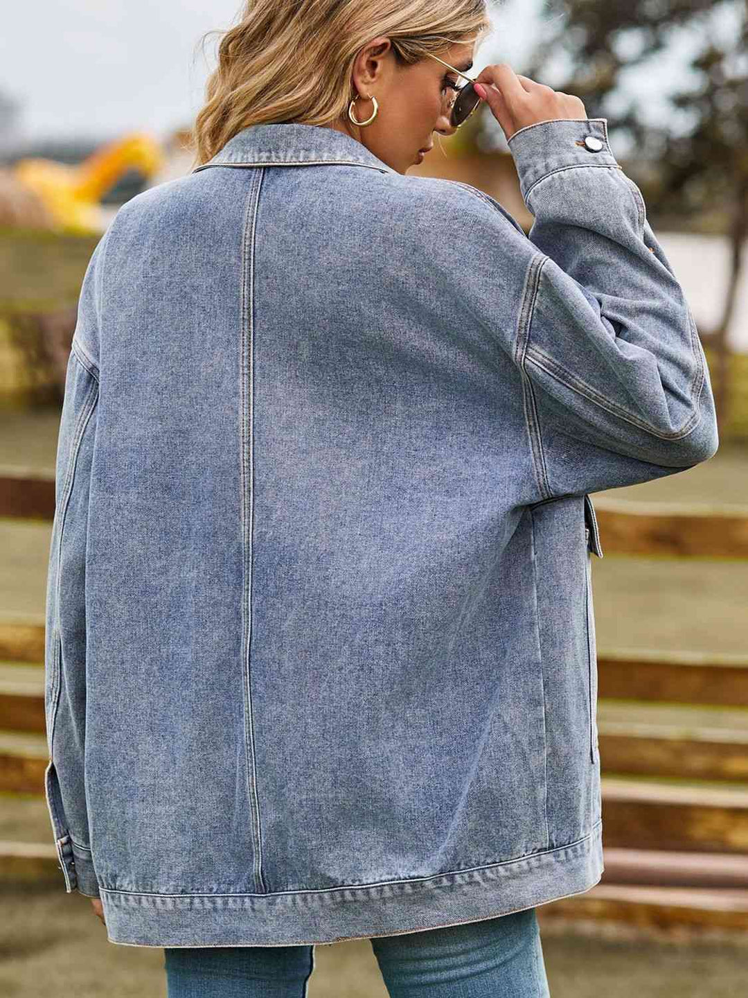 Stilla | Skulder Denim Jakke Med Lommer
