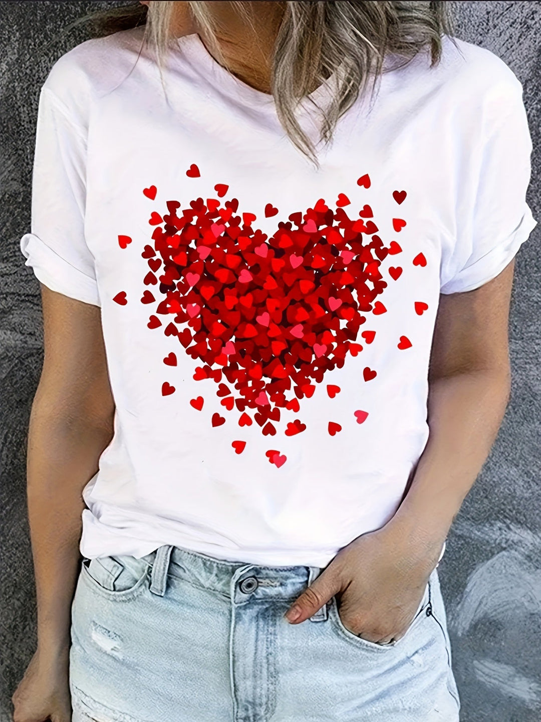 Stilla | Dame T-Shirt Med Hjerteprint