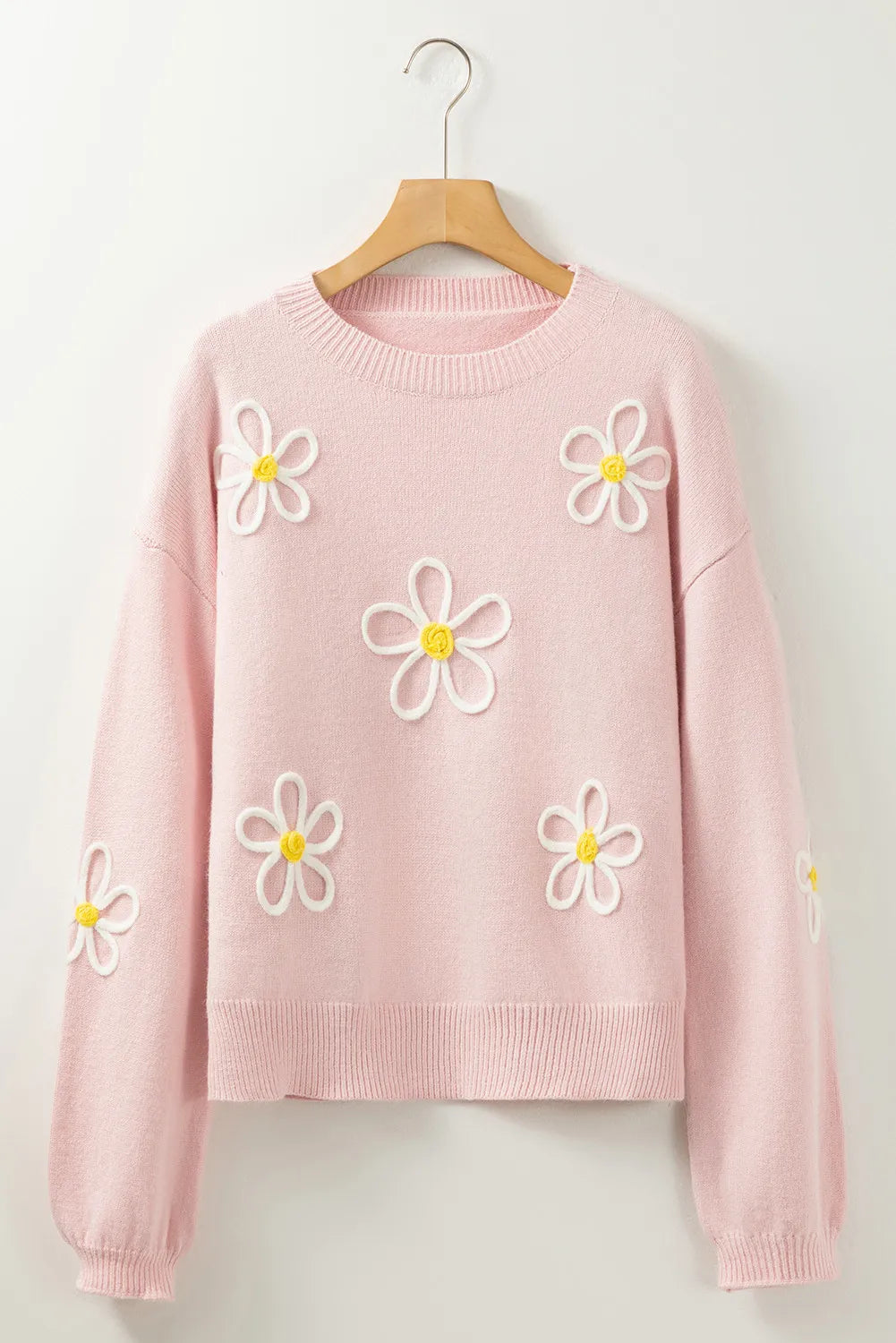 Stilla | Blomstret sweater med runde halsudskæring og overskårne skuldre