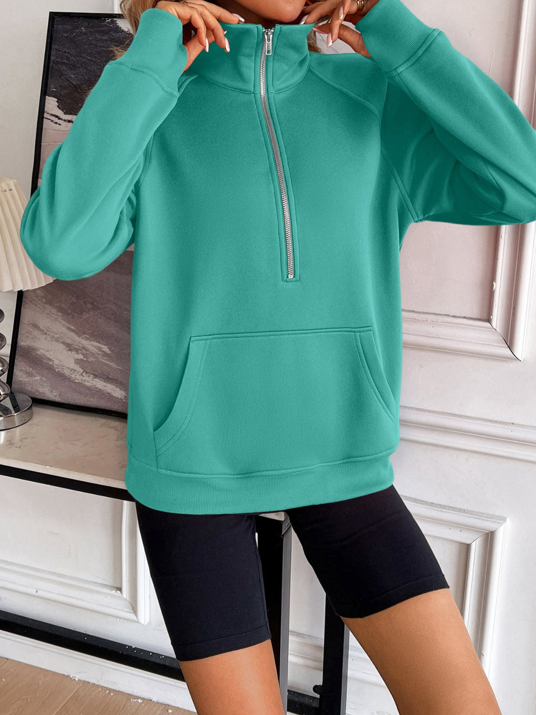 Stilla | Sved Demi Zip Med Raglanærmer