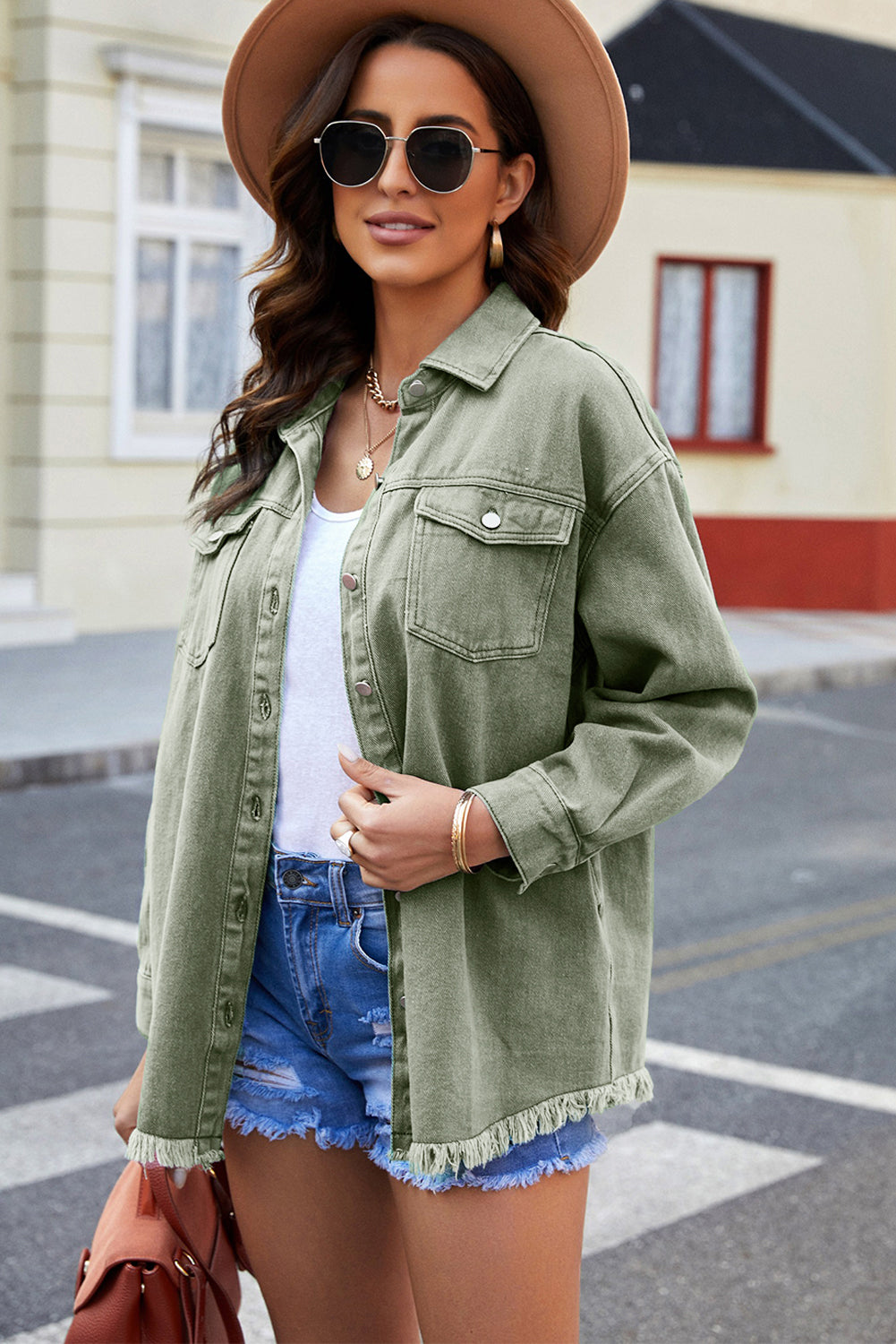 Stilla | Up Pocketed Raw Hem Denimjakke