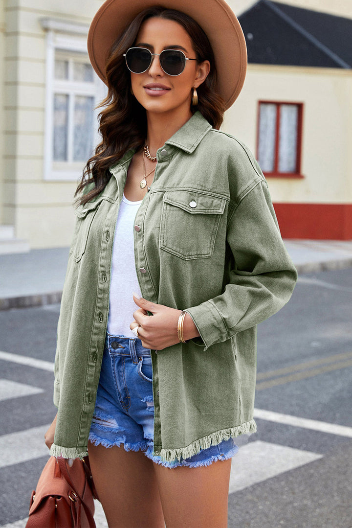 Stilla | up Pocketed Raw Hem Denim Jakke