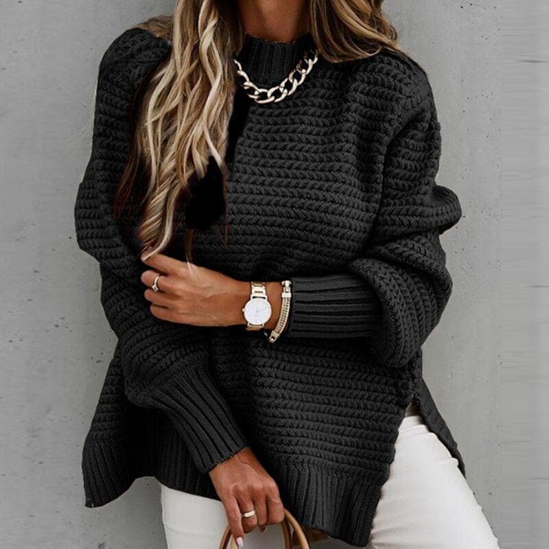 Stilla | Strikbluse Oversized Snit Høj Udsnit Blød og Varm
