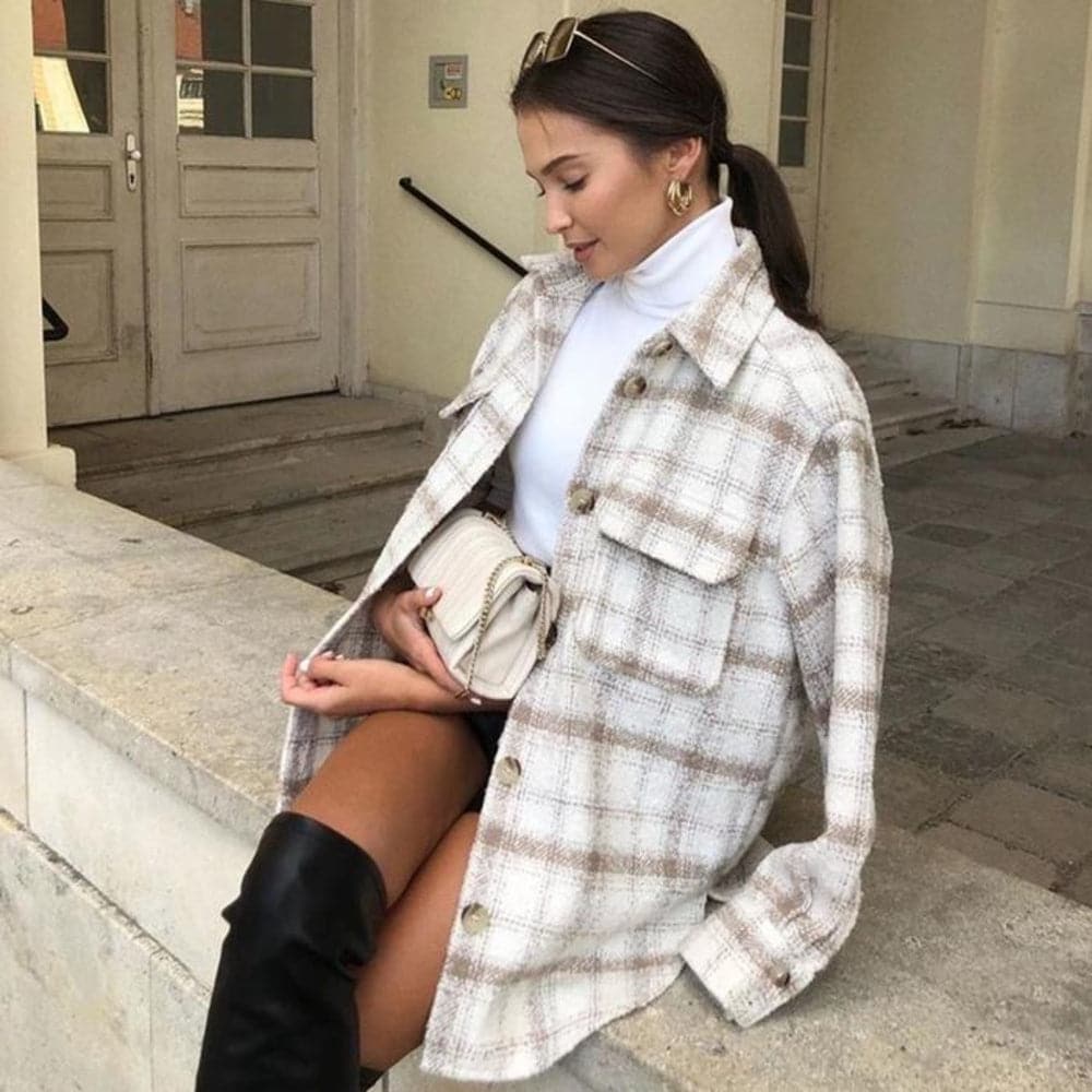 Stilla | Skjortejakke Oversized Fit Blød og Let Knaplukning og Brystlommer