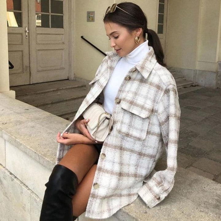Stilla | Skjortejakke Oversized Fit Blød og Let Knaplukning og Brystlommer